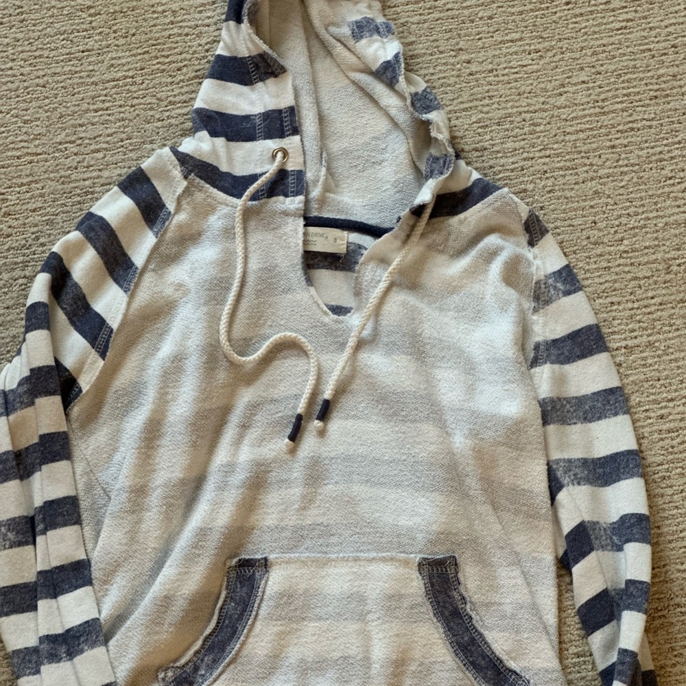 Ocean Drive Navy and White Striped Hoodie